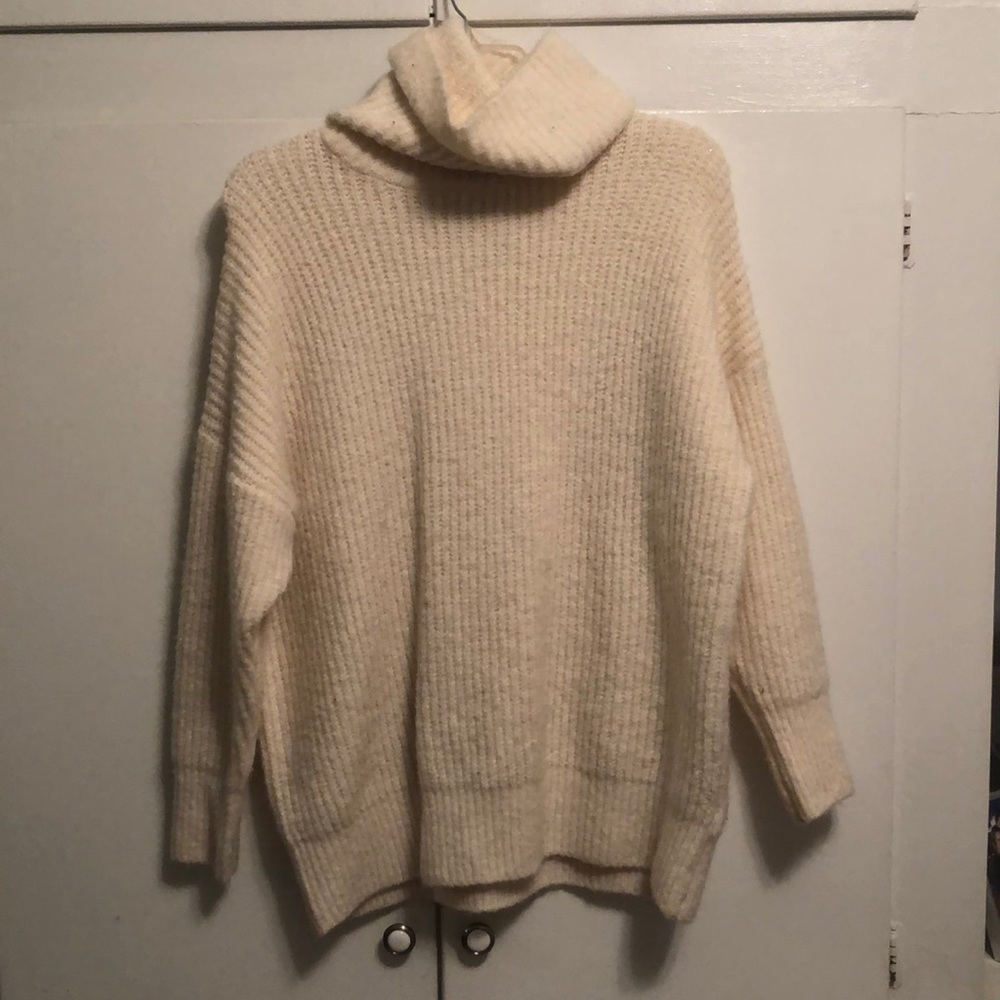 Oversized Cream Turtleneck Sweater